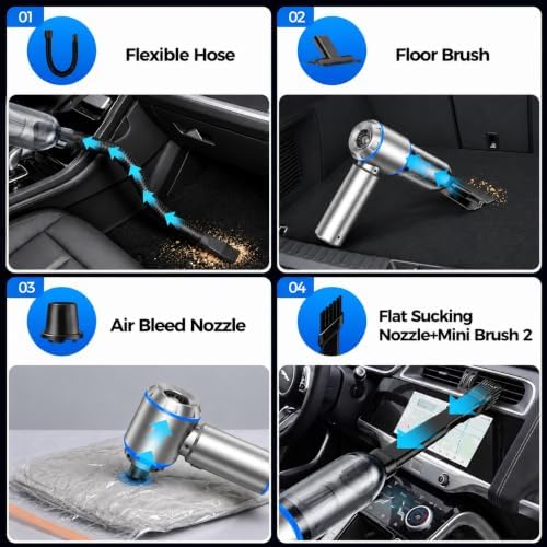 Cordless Mini Car Vacuum Cleaner, Hand Held Portable Vacuum, 21000PA High Power Small Vacuum Cleaner, Compressed Air Duster & Air Blower & Aspiradora para Carro for Car, Home, Office, Pet - Image 5