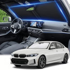 for BMW 3 Series 2019-2024 2025 2026 Windshield Sun Shade - Custom Fit 3 Series Accessories 330i 330E M340i 328i 335i 320i 330i 325i Sun Visor Front Foldable Shade Blocks UV Rays Accessories by AuyNeas