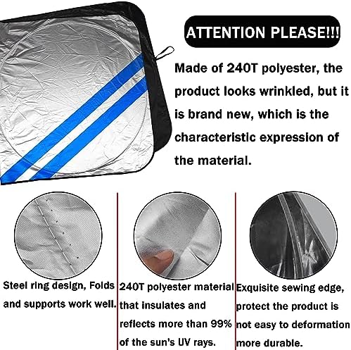 Front Windshield Sun Shade Fit for Dodge Charger Challenger Durango Journey Universal Fit to All Dodge Cars Foldable Sun Visor Protector Custom Fit Dodge Window Sunhade (Blue Trim) - Image 4