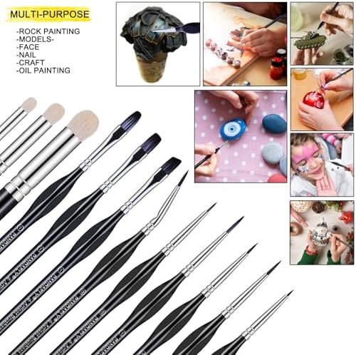 PANDAFLY Miniature Paint Brushes Drybrush Set, 12 Sizes - Image 4