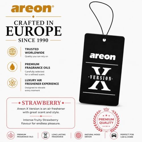 AREON X Version Strawberry Fresh Paper Hanging Car Air Freshener - 12 Pack - Image 6