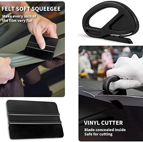 Gomake Vehicle Vinyl Wrap Window Tint Film Tool Kit Include 4 Inch Felt Squeegee, Retractable 9mm Utility Knife and Blades, Zippy Vinyl Cutter and Mini Go Corner Squeegee for Car Wrapping (5 Tools) - Image 4