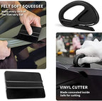 Gomake Vehicle Vinyl Wrap Window Tint Film Tool Kit Include 4 Inch Felt Squeegee, Retractable 9mm Utility Knife and Blades, Zippy Vinyl Cutter and Mini Go Corner Squeegee for Car Wrapping (5 Tools) - Image 4