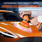 Protmex Cordless Car Buffer Polisher w/ 2x2000mAh 21V Batteries, Orange - Image 6