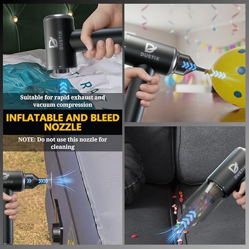 Car Vacuum Cordless Handheld Vacuum Cleaner Mini Portable Car Vacuum Brushless Motor Rechargeable Type C Blower Inflator Deflator Car Cleaning Kit (DX-1 Pro) - Image 5