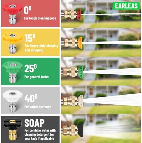 Pressure Washer Nozzle Tips 5-Pack, 2.5 GPM (Orifice 2.5), 1/4" Quick Connect, 0° 15° 25° 40° 65° (Soap), Up to 4500 PSI - Image 4
