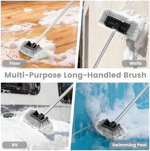 Car Wash Brush with Long Handle, 60'' Soft Bristle Cleaning Brush, Car Cleaning Brushes, Carwash Brushes for SUV, RV, Boat, Truck, House Siding, Sweep Snow, Gray - Image 6