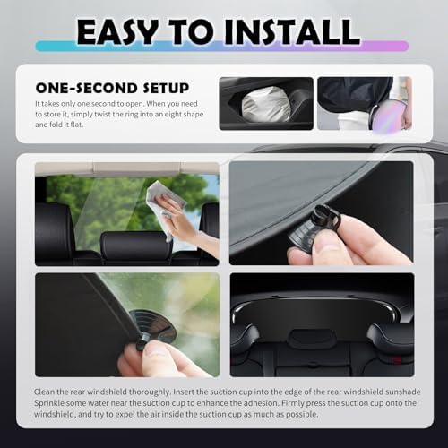 39.37×19.68" Car Rear Window Sun Shade with 6 Suction Cups,Upgraded Back Window Sun Shades for Car Reduces Heat & Protects the Interior,Cars Windows Shades for Most Cars/SUVs - Image 6