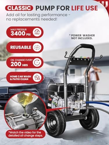 WOJET Horizontal Self-Priming Pressure Washer Pump 3/4"Shaft 3400PSI 2.5GPM - Image 2