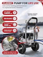 WOJET Horizontal Self-Priming Pressure Washer Pump 3/4"Shaft 3400PSI 2.5GPM - Image 2