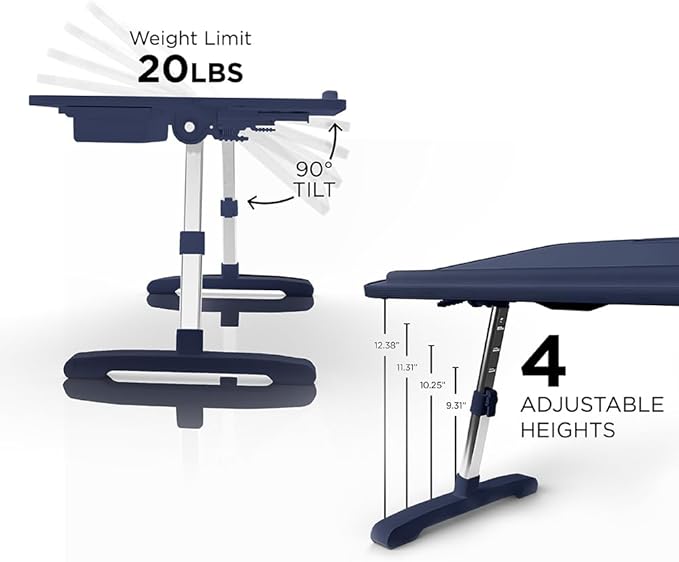 Limitless TotalDesk Portable Workstation and Lap Desk with Adjustable Height & Tilt (Navy) - Image 6