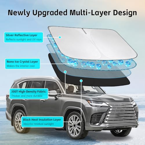 Windshield Sun Shade for Lexus LX 2017-2026 Sunshade - Image 3