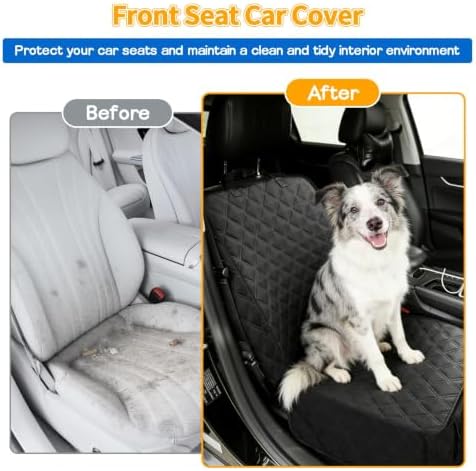 Dog Front Seat Cover for Car, 900D Waterproof Seat Protector | Full Protection, Nonslip Scratchproof Pet Seat Covers with Side Flaps for Cars Trucks SUVs, Black - Image 3