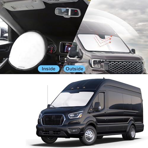 TINGLU Sun Shade for Ford Transit 2015-2024 2025 2026 Accessories Windshield Sun Shade Window Shade UV Rays Protection Sun Visor Cover with Steering Wheel Sunshade Storage Bag - Image 6