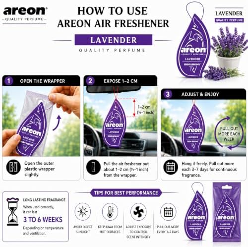 AREON MON MA49 Hanging Best Car Air Freshener Lavender Scent, Paper Hanging Ornaments, Long Lasting Scent for Car or Home 12 Pack - Image 4
