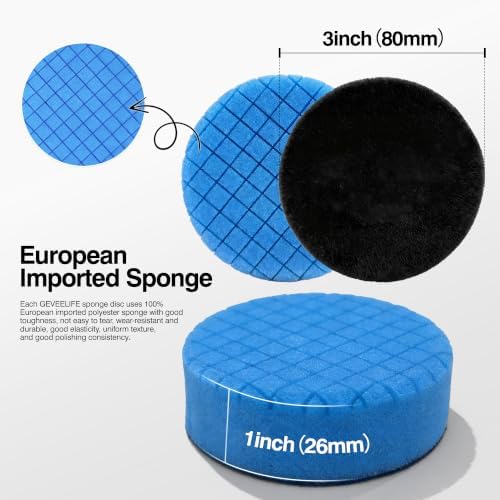 9Pcs Buffing Polishing Pads Kit, 3 Inch Buffing Pads, Sponge & Woolen Pads with M14 Drill Adapter & Backing Plate for Car Care, Polishing, Washing, Cleaning, Waxing - Image 3