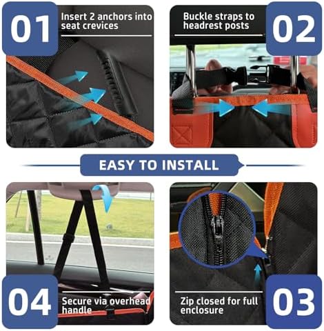 Dog Car Seat Cover, 600D Oxford Fabric, Waterproof Anti-Slip Hammock | Heavy Duty Pet Seat Protector with Side Flaps,Scratch Resistant for Back Seats,Fits Most Cars,Trucks and SUVs - Image 6