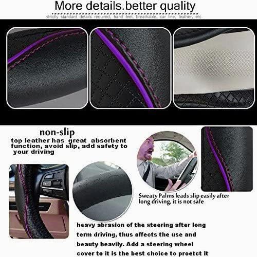 Gomass Car Steering Wheel Cover, Anti-Slip, Safety, Soft, Breathable, Heavy Duty, Thick, Full Surround, Sports Style (Black with Purple line) - Image 5