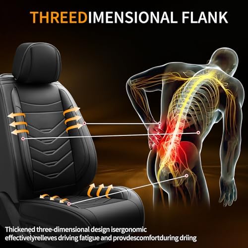 Fit Cherokee Car Seat Covers Compatible with Jeep Cherokee 2014-2025 2026.Full Coverage Waterproof Leather,Compatible with Airbag,All - Weather Seat Cushion Protector(Full Set,Black) - Image 5