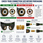 Pressure Washer Hose 1/4" × 50FT - 3200 PSI Heavy Duty Power Washer Hose Replacement with M22-14mm Aluminum Fittings, Flexible Kink-Resistant Hose for M22-14mm Compatible Pressure Washers - Image 2