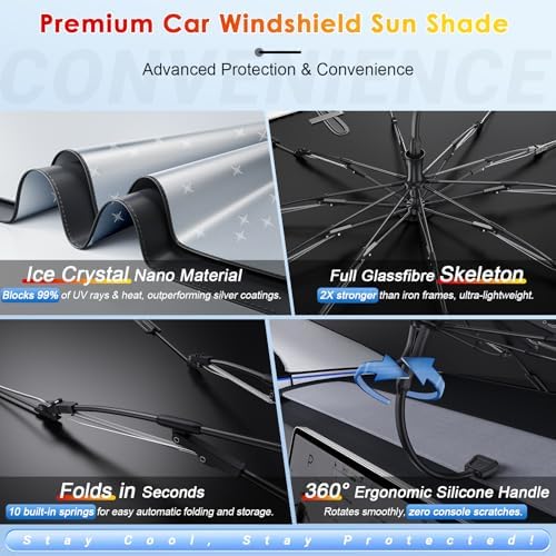 for Windshield Sunshade Umbrella for 2021-2026 Ford F-150, Custom Fit Windshield Sun Protector Cover, 6-Layer Heat-Resistant Fabric, Ultra-Strong Fiberglass Frame (for 2021-2026 Ford F150) - Image 4