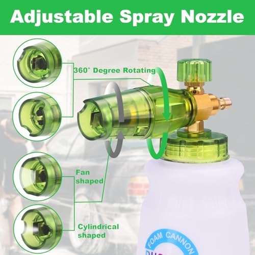 DUSICHIN Foam Cannon Pressure Washer Gun Kit 4000 PSI Double Tip Attachment, Dual-Connector Accessory Soap Cannon,Car Wash Foam Gun Snow Foam Lance 1/4 Inch Quick Connector,7 Sprayer Nozzles DUS2904 - Image 2