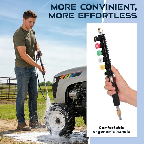 SEPLY Pressure Washer Extension Wand Upgrade, 9 Pack Power Washer Lance with 6 Nozzle Tips, 30°,90°,120° Curved Rod, 1/4" Quick Connect, 4000 PSI - Image 3