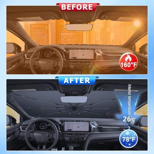 for 2025-2026 Toyota Camry Windshield Sunshade Umbrella Custom Fit Windshield Sun Protector, 6-Layer Heat-Resistant Fabric, Ultra-Strong Fiberglass Frame, Quick Setup (for 2025-2026 Toyota Camry) - Image 2