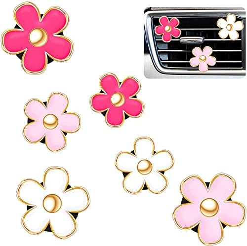 Frienda 6 Pcs Daisy Vent Clips for Car, 3/3.3 cm, Red, Pink, White by Frienda