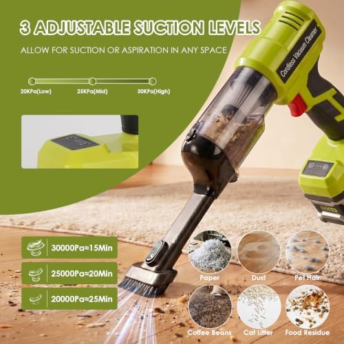 DTEZTECH Cordless Vacuum Cleaner for Ryobi 18V Battery, Electric Handheld Vacuum Cleaner with 105AW Powerful Suction, Portable Vacuum Cleaner for Floor, Carpet, Car, Pet, Home (Battery Not Included) - Image 3