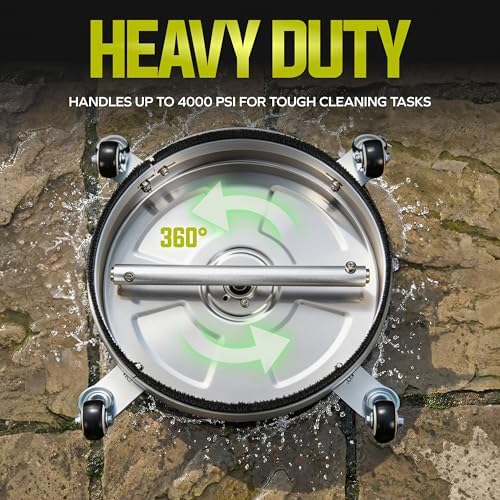 Sun Joe SPX-SC14 Universal 14-Inch Pressure Washer Surface Cleaner with 4 Wheels - Stainless Steel, 1/4" Heavy Duty 4000 Max PSI Quick Connect, for Driveways, Patios, Sidewalks & Decks - Image 6