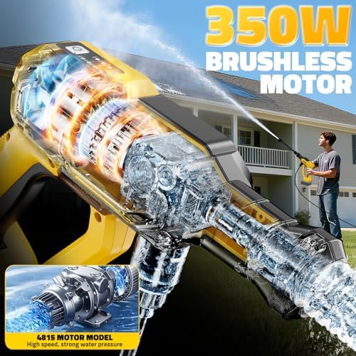 Cordless Portable Washer for Dewalt 20V Battery, 1000 PSI Portable Handheld Washer with Brushless Motor, 6-in-1 Nozzle, 3 Level Adjustable for Car Yard Fence Wall Clean (Battery Not Included) - Image 2