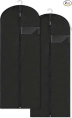 Dress Bags for Gowns Long, 60'' Garment Bags for Hanging Clothes, Suit Bag Cover for Storage and Travel, 2 Pack (Black) by LXLOVESMEggRings