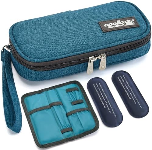 apollo walker Insulin Cooler Travel Case with Ice Packs and Insulation | TSA Approved Includes 2 x 90g ice packs for 9-hour cooling insulin pens & syringes for Diabetics to Carry (Teal) by apollowalker