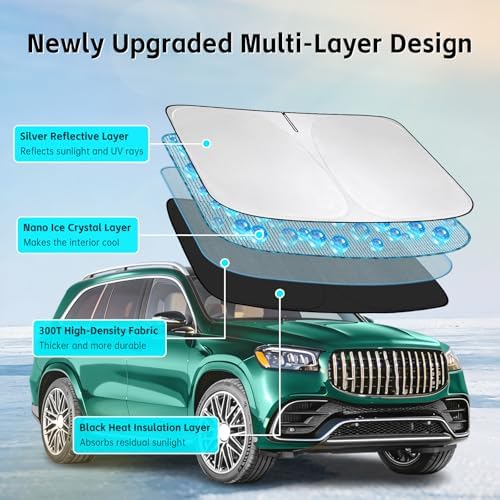 Windshield Sun Shade for Mercedes Benz GLS GLS350 GLS450 2017-2026 Sunshade - Image 3