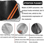 Front Windshield Sun Shade Fit for Dodge Charger Challenger Durango Journey Universal Fit to All Dodge Cars Foldable Sun Visor Protector Custom Fit Dodge Window Sunhade (Black Orange) - Image 3
