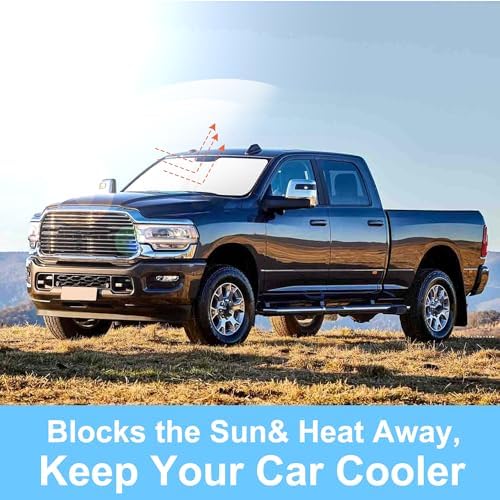 TINGLU Sun Shade for Dodge RAM 2500 3500 2010-2024 2025 2026 Accessories Windshield Sun Shade Window Shade UV Rays Protection Sun Visor Cover with Steering Wheel Sunshade Storage Bag - Image 5