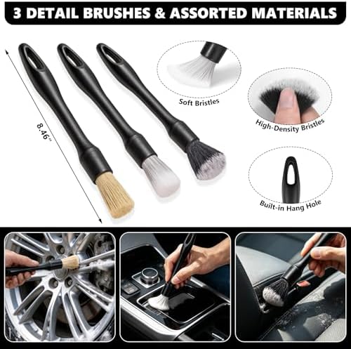 21PCS Car Detailing Kit Interior Cleaner - with Handheld Car Vacuum, Windshield Cleaning Tool, Detailing Brushes, Car Cleaning Supplies Kit for Women Men (Black) - Image 5