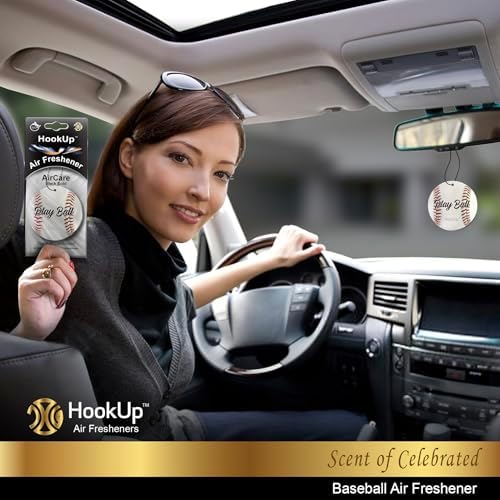 Baseball Car Air Freshener by HookUp - 2 Pack - Black Gold Scent (Extra Strong) | Unique Baseball Gift for Players, Coach, Fans | Hanging Car Accessory with Long Lasting Fresheners Smell - Image 4