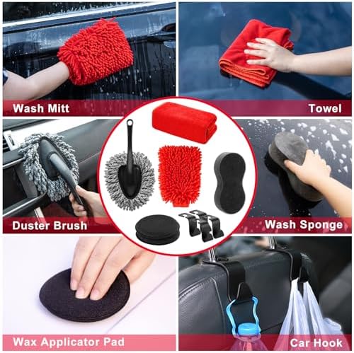 39Pcs Car Wash Cleaning Kit with Foam Gun Sprayer Detailing Brushes Collapsible Bucket Windshield Cleaning Tool Tire Brush Towels Complete Interior Exterior Detailing Set for Car - Image 7