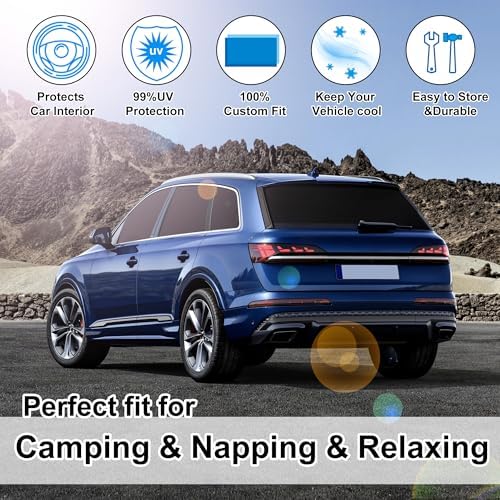 TINGLU Window Shades for Audi Q7 SUV 2016-2025 2026 Accessories Side Full Windows Cover Camping Rear Triangular Windshield Sun Shade Sun UV Rays Privacy Protection 8PCS - Image 6