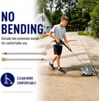 14 Inch Pressure Washer Surface Cleaner – Stainless Steel, 2000–4000 PSI Power Washer Attachment with Wheels, Extension Wands & Quick Connect – Driveway, Patio, Sidewalk, Deck Cleaning Tool - Image 4
