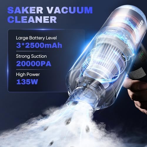 Saker 4 in1 Handheld Car Vacuum Portable Cordless 20000Pa HL157 Blue - Image 2
