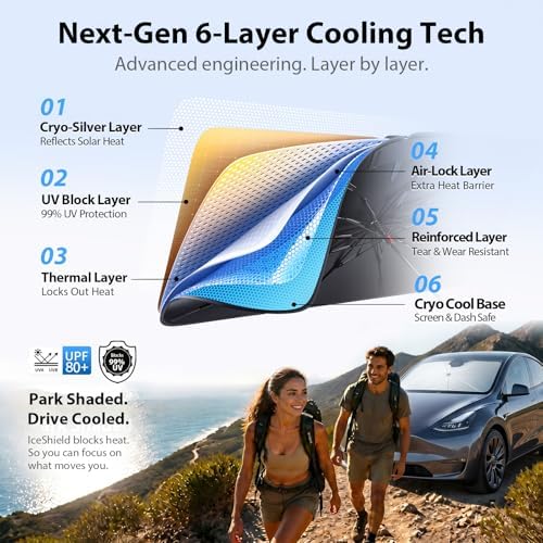 2026 Upgraded Windshield Sun Shade Umbrella for Toyota Corolla [Precision Custom Fit, Superior UV & Heat Block] Cooling Tech Fabric, Durable Foldable with Storage Bag, Fits 2000-2026 - Image 4