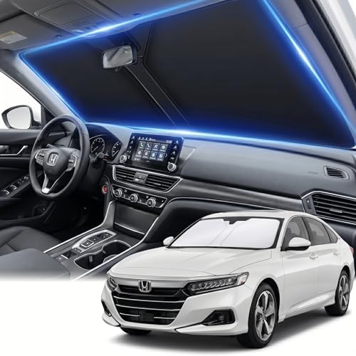 for Honda Accord 2018-2022 Windshield Sun Shade Front Window Shade Custom Fit Accord Accessories Sun Visor Foldable Shade Blocks UV Rays Summer Must Have Car Accessories by AuyNeas