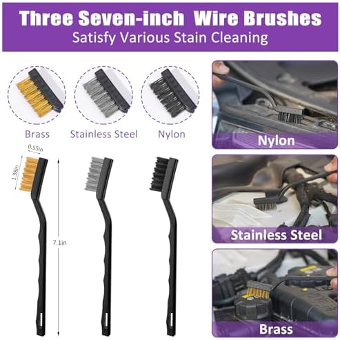 Windshield Cleaner Tool, 17Pcs Car Interior Detailing Kit, Detailing Brush, Towels, Duster, Car Cleaning Kit Interior for RVs, Truck, Trailer (Purple) - Image 7