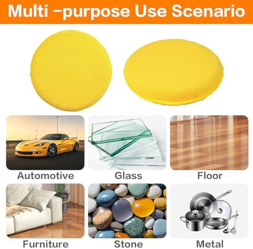 FONAROLL Microfiber Wax Applicator Pads, Car Wax Applicator, Buffing & Detail Polishing Foam Pads for Car Cleaning and Fine Polishing (5" Diameter, 6 Pack) - Yellow - Image 2