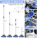 anngrowy 62" Microfiber Car Wash Brush with Long Handle Car Washing Mop Kit Mitt Sponge Car Cleaning Supplies Duster RV Washing Car Brushes, 1 Chenille Scratch-Free Replacement Head (Blue&Yellow) - Image 2