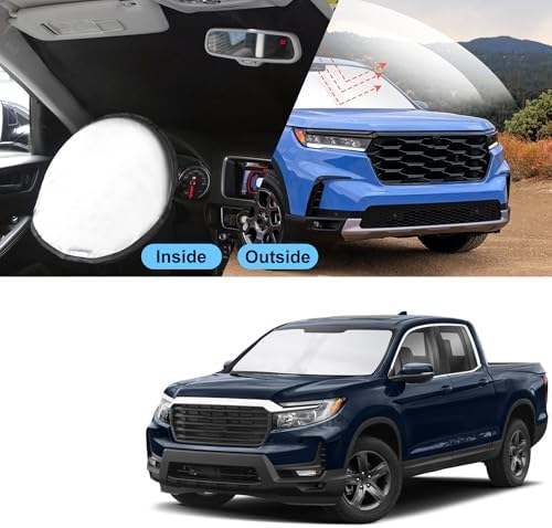TINGLU Sun Shade for Honda Ridgeline Crew Cab 2017-2024 2025 2026 Accessories Windshield Sun Shade Window Shade UV Rays Protection Sun Visor Cover with Steering Wheel Sunshade Storage Bag - Image 6
