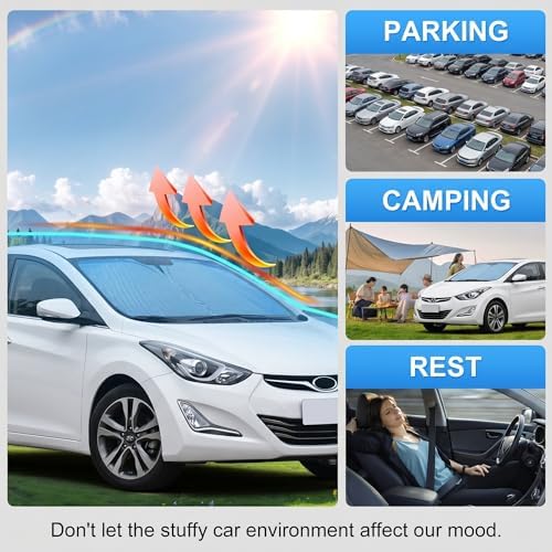 Windshield Sun Shade for 2011-2016 Hyundai Elantra Accessories - Windshield Sunshade Cover Front Window Shade Custom Fit Elantra Sun Visor Protector Foldable Blocks UV Rays - Image 3